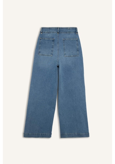 Defacto Culotte Yüksek Bel Uzun Jean Yıkamalı Pantolon F5537ax26spnm85 İndigo-nm85