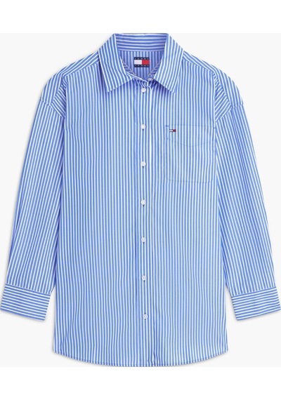 Tommy Hilfiger Tjw Kadın Oversize Essential Asil Mavi/çizgili Gömlek Ext-16428