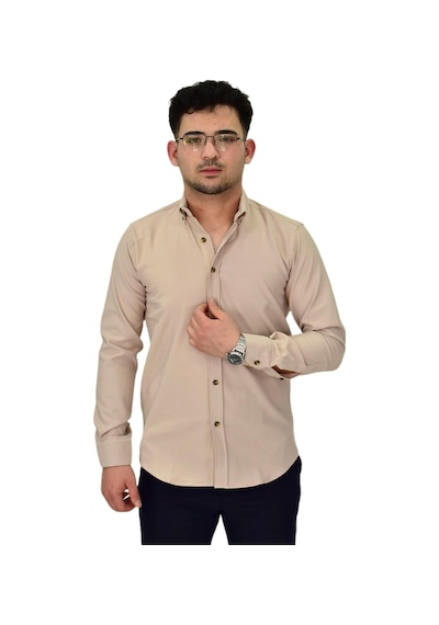 Erkek Likralı Spor Silim Fit Gömlek Bgl-st04326 Taş