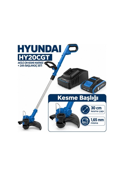 Hyundai Hy20cgt 20v Akülü Ot Biçme Ve Çim Kenar Kesme Seti 30 Cm 2ah Akü Ve Şarj Dahil
