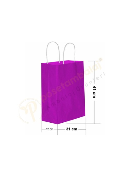 Lila Kraft Çanta Büyük Boy 31x12x41 Cm 25 Adet