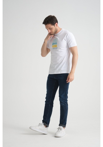 Shooter Sportwear Shooter Erkek T-shirt %100 Pamuk Minimalist Tasarım Regular Kalıp Baskılı Beyaz