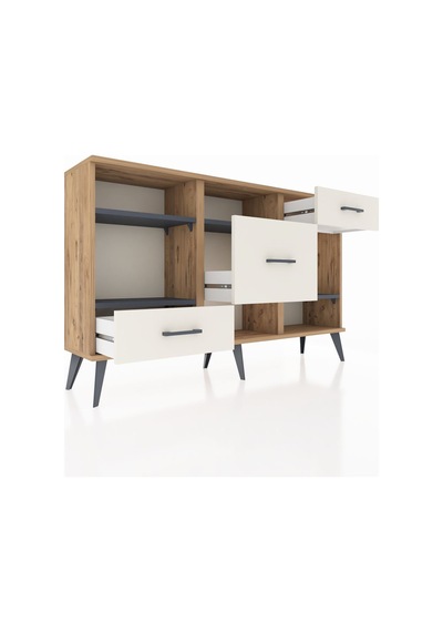 Arges Konsol 4 Raflı 3 Çekmeceli 132x30x83 Çam-antrasit/aytaşı Antrasit/aytaşı Arges Konsol 4 Raflı 3 Çekmeceli 132x30x83 Çam-antrasit/aytaşı Antrasit/aytaşı