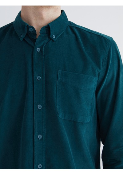 Lcwaıkıkı Classic Petrol Regular Fit Uzun Kollu Kadife Erkek Gömlek