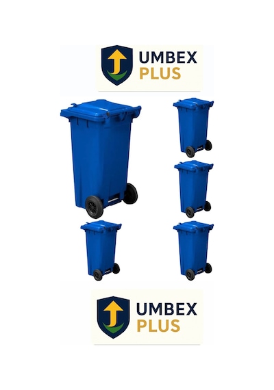 Umbex 5 Adet Plastik Çöp Konteynerı Çöp Kovası 120 Lt Isıya Karşı Dayanıklı 5 Adet Mavi
