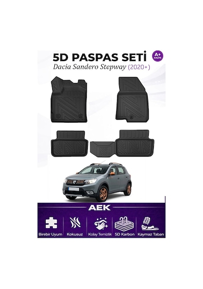 Dacia Sandero Araca 2020+ Comfort Özel Havuzlu "karbon" Paspas Ta