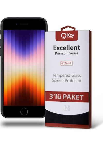 Apple Uyumlu   iPhone SE 3 2022 ile Kırılmaz Cam Ekran Koruyucu Ekonomik 3'lü Paket