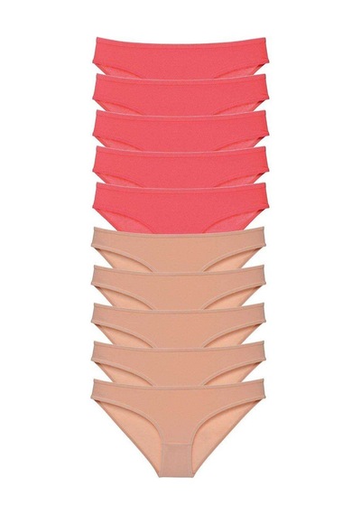 10 Adet Süper Eko Set Likralı Kadın Slip Külot Fuşya Ten Standart