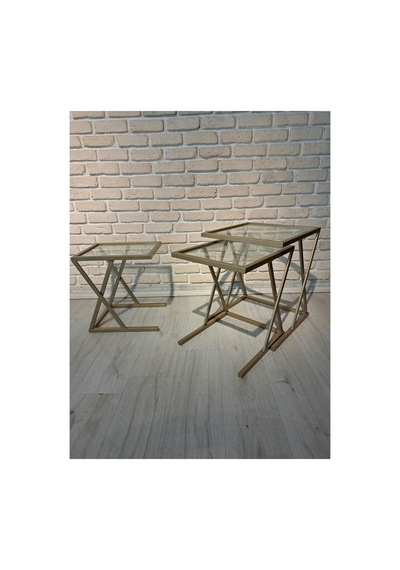 Şeffaf Camlı, Metal Zigon Sehpa Çok Renkli - 922789506 Çok Renkli