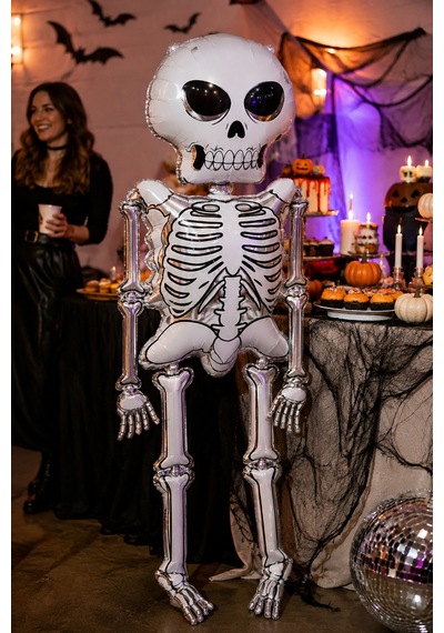 Halloween Folyo Balon İskelet 158x86 Cm Cadılar Bayramı Parti Süsü Büyük Boy Dekorasyon Balonu Çok Renkli
