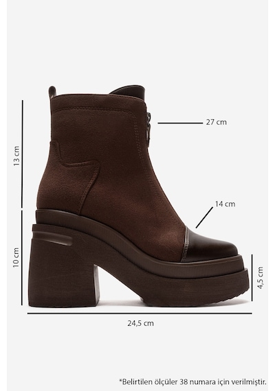Luvishoes Luvi Shoes Anett Kahverengi Cilt-süet Fermuarlı Kadın Platform Topuklu Bot Kahverengi Deri