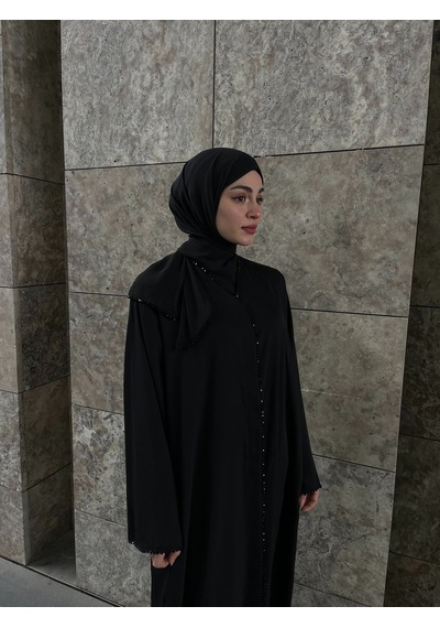 Şakika Kadın Jawhara Abaya Ferace & Şal - Standart Beden & Farklı Boy Siyah