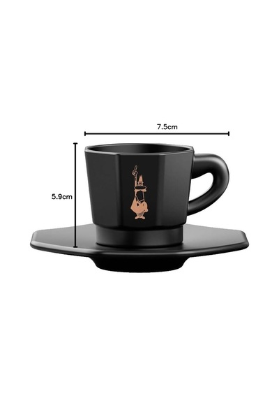 4'lü Espresso Fincan Seti - Sekizgen Tasarım - Siyah Renk - Porselen Diğer
