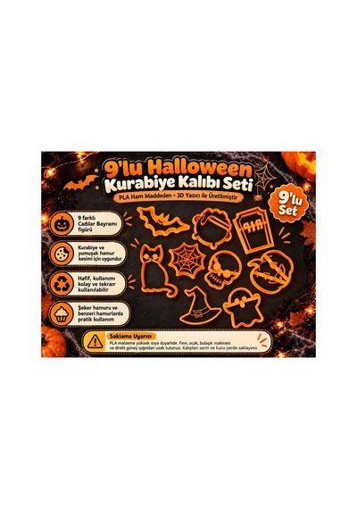 9'lu Halloween Kurabiye Kalıbı Seti - Cadılar Bayramı Hamur Kesici Figür Seti Diğer