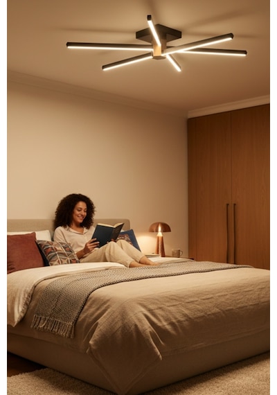 Nova 6 Silver Led Tavan Avize Kumandalı Dim Edilir Aşağı Işık Sarı Işık