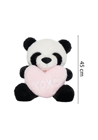 Pufu Toys Pelüş Pembe Kalpli Panda 45 Cm 04085 Beyaz