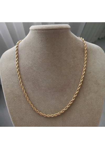 Lente Aksesuar 14k Altın Kaplama Burgu Zincir Kolye 45cm - Nostaljik Kolye Altın