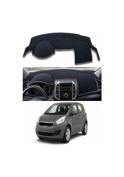 Kia - Venga 2009-2019 Uyumlu Torpido Koruma Kılıfı - Gri Şeritli