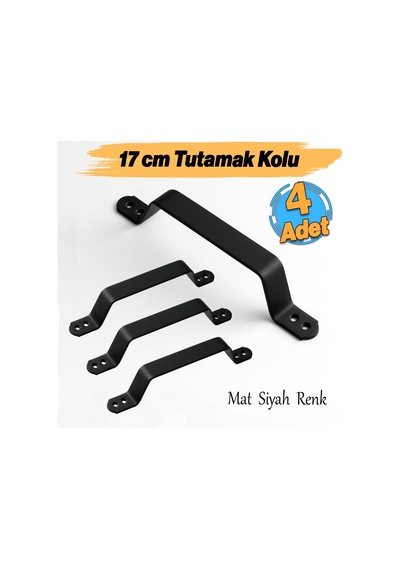 Mat Siyah Renk Metal El Tutamagı 4 Adet Çekme Kolu Kapı Tutma Kulbu 17 Cm Kulp Kapı Tutamağı Kulbu