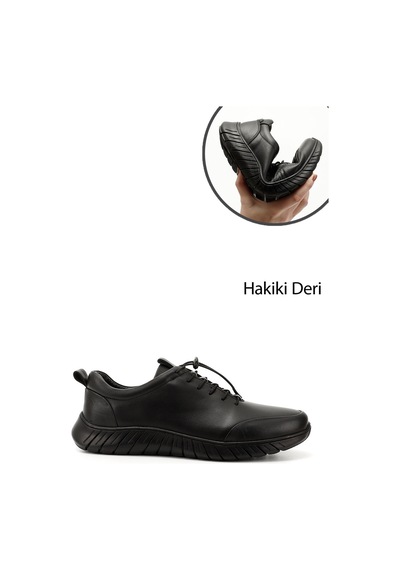 Gönderi(R) Gönderi R Erkek Siyah Bağcıklı Kauçuk Taban Hakiki Deri Sneaker Ddma73542605 Siyah