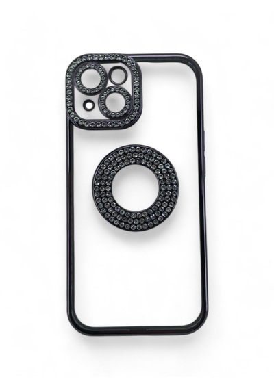 Apple Uyumlu iPhone 15 Taşlı Lazer Shine Silikon Kılıf