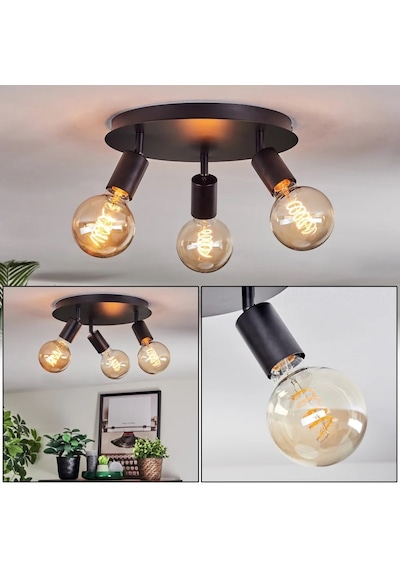 Riolight Modern Siyah 3xe27 Mafsallı Hareketli Başlık Glop Ampul Hariç Metal Spot Avize 3'lü Siyah