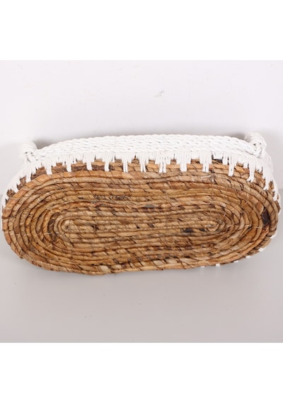 Bodrum 35x16x16 Cm. Doğal Abaka El Yapımı Oval Sepet Bej