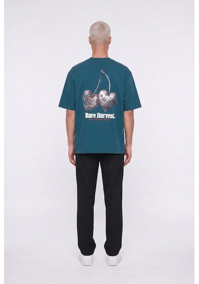 Respire Erkek Harvest Baskılı Oversize T-shirt Zümrüt Yeşil
