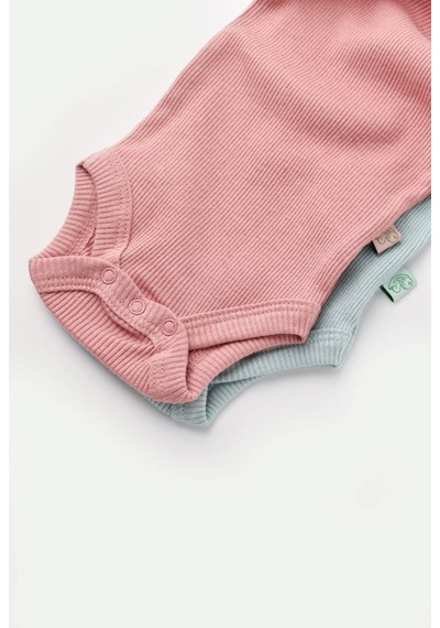 Rebebe Babycosy Modal 2 Li Kısa Kollu Bebek Badi - Bebek Body - Csym1120 (544628673) Yeşil - Pembe