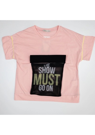 Momikon Kız Çocuk Show Must Go On Baskılı Pamuklu Taytlı Takım Toz Pembe