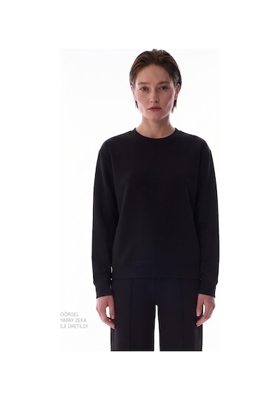 Penti Siyah Modal Bisiklet Yaka Oversize Sweatshirt
