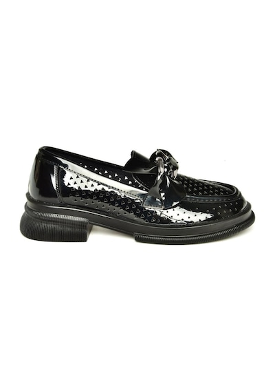 Fox Shoes U704137508 Siyah Rugan Loafer Makosen Kadın Ayakkabı Siyah