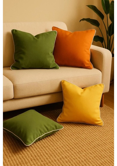 Sarı Kırlent Kılıfı 45x45 Dekoratif Modern Kırlent