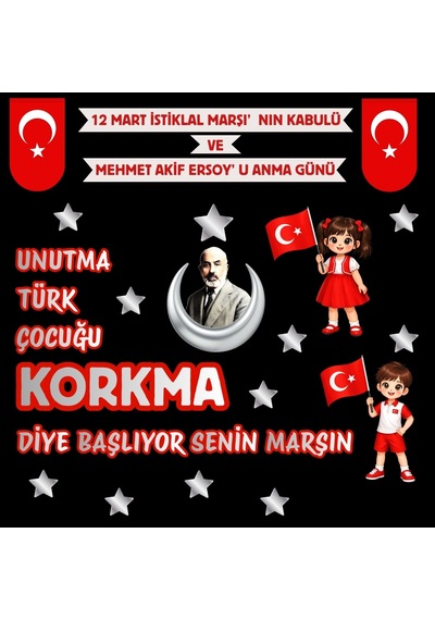 12 Mart İstiklal Marşı'nın Kabulü Pano Süsü 7