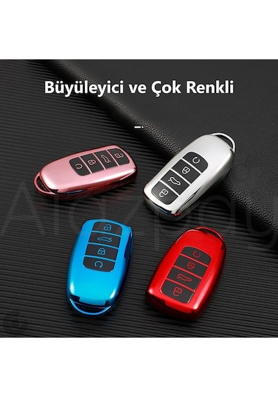 Chery Tiggo 8 Pro Max Tiggo 7 Pro Max Omoda 5 Pro & Jaecoo Parlak Tpu Anahtar Kılıfı Rose
