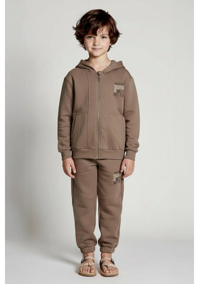 Xo Kids Erkek Çocuk 2li Kombin Takmı 8-14 Yaş Set0440 Kahverengi