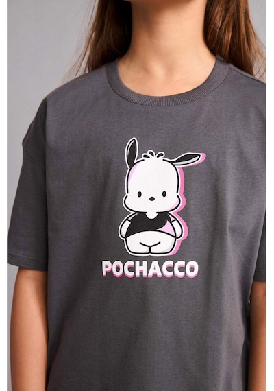 Defacto Pochacco Oversıze Bisiklet Yaka Kısa Kollu Tişört Kız Çocuk H3473a826smar58 Antrasit-ar58