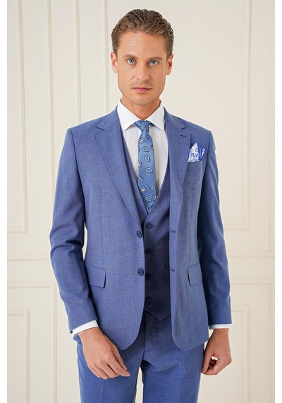 Efor Tk 903 Slim Fit İndigo-mavi Klasik Takım Elbise İndigo