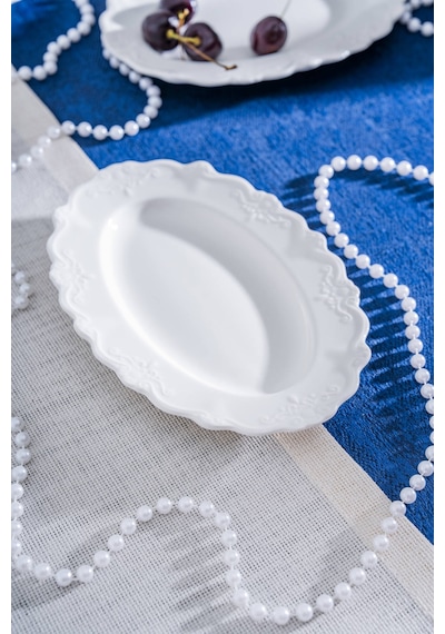 Acar King Oval Kayık Tabak - 20 Cm Beyaz