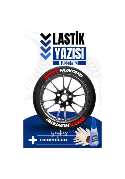 Speed Hunters Kırmızı Motosiklet Ve Otomobil Araç 3d Oto Lastik Yazısı Sticker Arma Seti 8 Adet