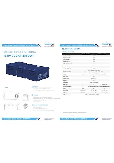 Tommatech Marine Abs Kasa 12.8v 200ah Lfp Lityum Batarya