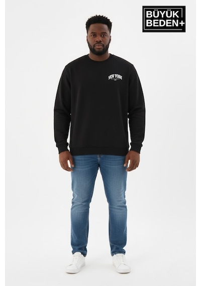 Süperlife Erkek Büyük Beden New York Baskılı Bisilet Yaka İnce Sweatshirt Spr26bsw956-5 Siyah Süperlife Erkek Büyük Beden New York Baskılı Bisilet Yaka İnce Sweatshirt Spr26bsw956-5 Siyah