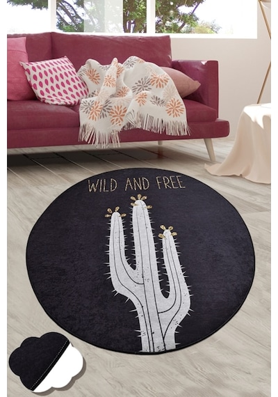 Wild And Free Djt Çap 200 Cm Dekoratif Yıkanabilir Kaymaz Taban