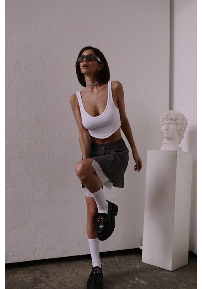 Mai Collection Mai Studios Co. Rina Pileli Füme Mini Etek Füme