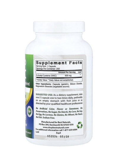 Best Naturals, Na-c, 600 Mg, 250 Capsules