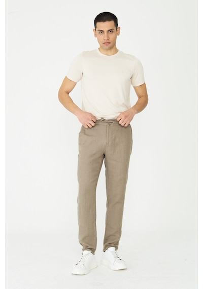 Bej Erkek Bağcıklı Rahat Kesim Jogger Pantolon VİZON