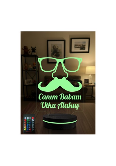 Kişiye Özel İsimli Canım Babam 3d Led Gece Lambası - 16 Renk Kumandalı Babaya Doğum Günü