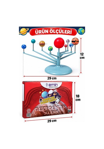Güneş Sistemi Modeli 1 Paket Gezegen Sistemi 6 Renk Boya Fırça Eğitici Maket Deney Seti Plastik Gezegenler Alemi