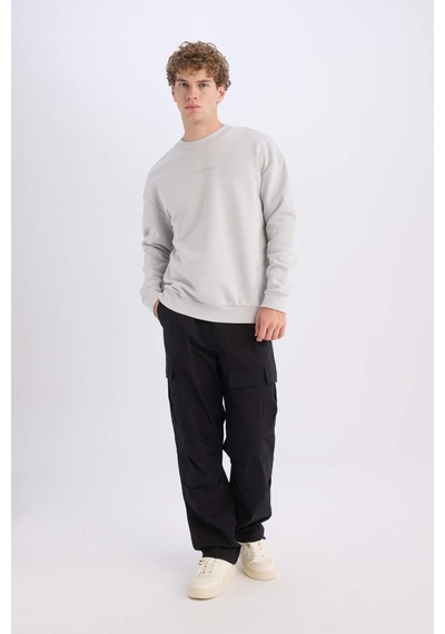 DeFacto Boxy Fit Bisiklet Yaka Baskılı Sweatshirt X8282AZ24AUGR184