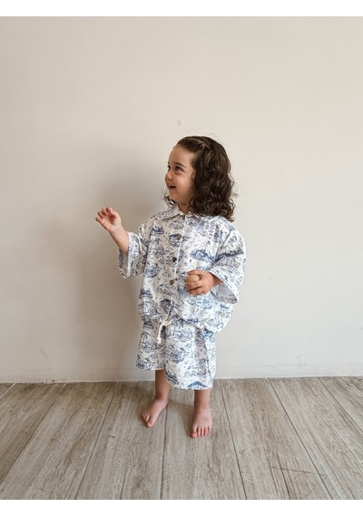 Oh La La Koala Mare Linen Müslin Şortlu Takım Ekru